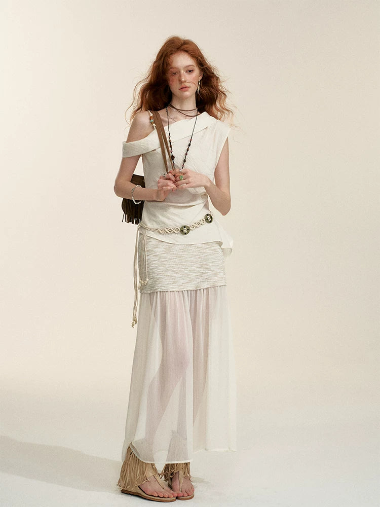White Asymmetrical One-Shoulder Top