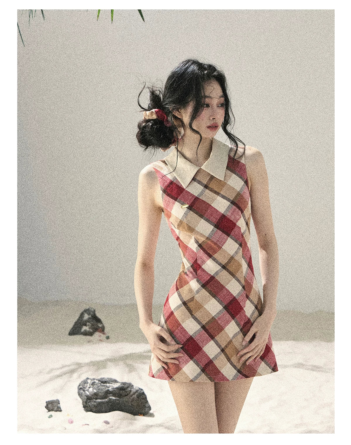 "Sunset by the Shore" Vintage Red Plaid Polo Mini Dress 358648564
