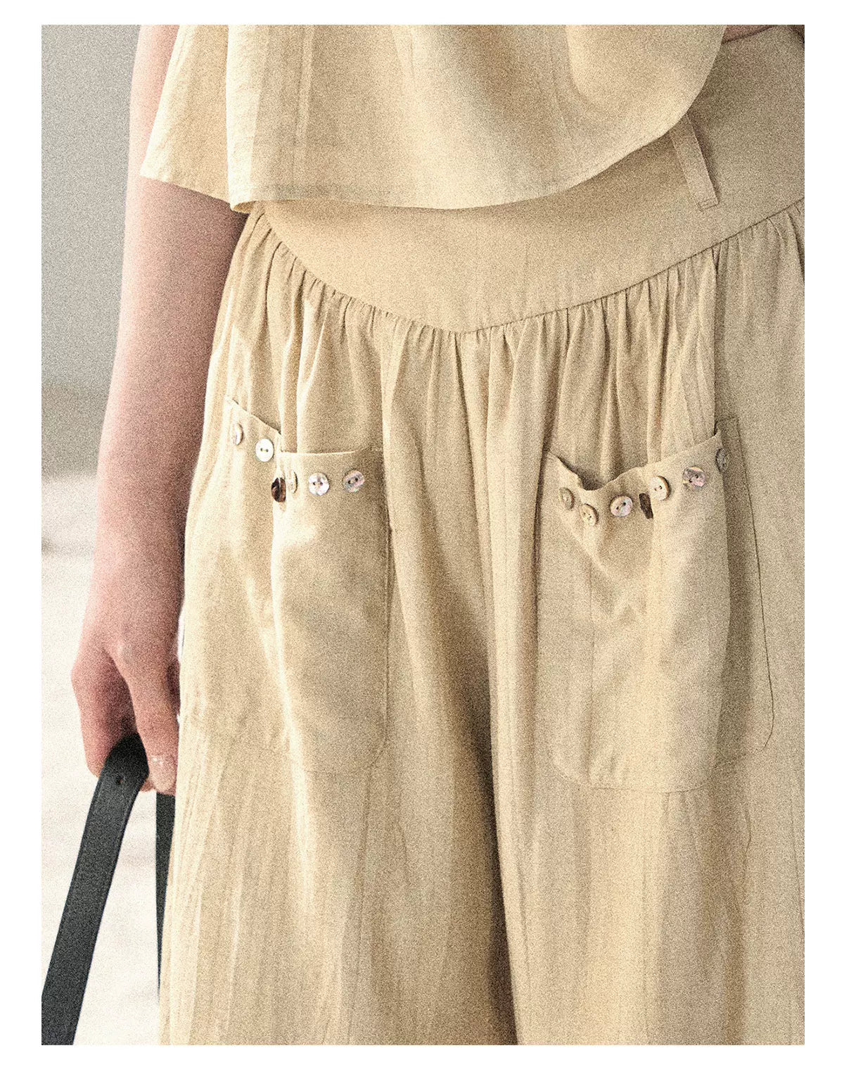 "Traces of the Wind" Sand Beige Cami & Wide-Leg Pants Set