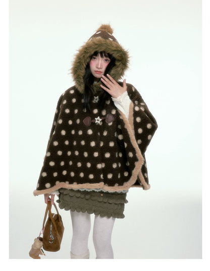 BIBIBENCY - Brown Faux-Wool Coat with Plush Polyester Lining