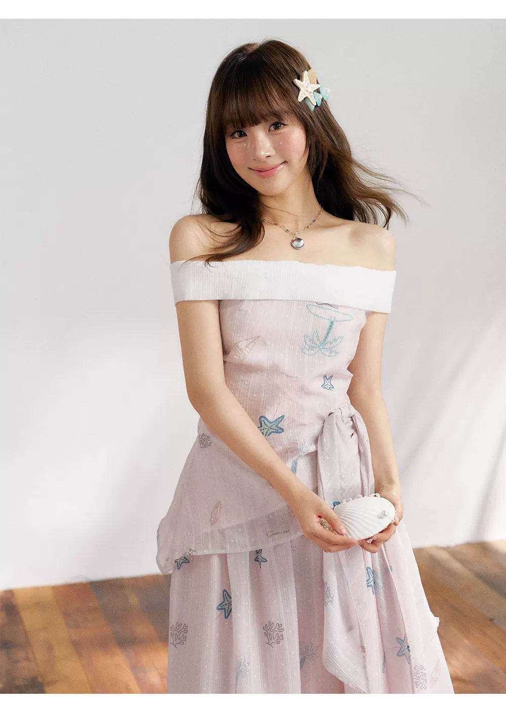 “Pink Mist Island” Dusty Rose Off-Shoulder Skirt Set