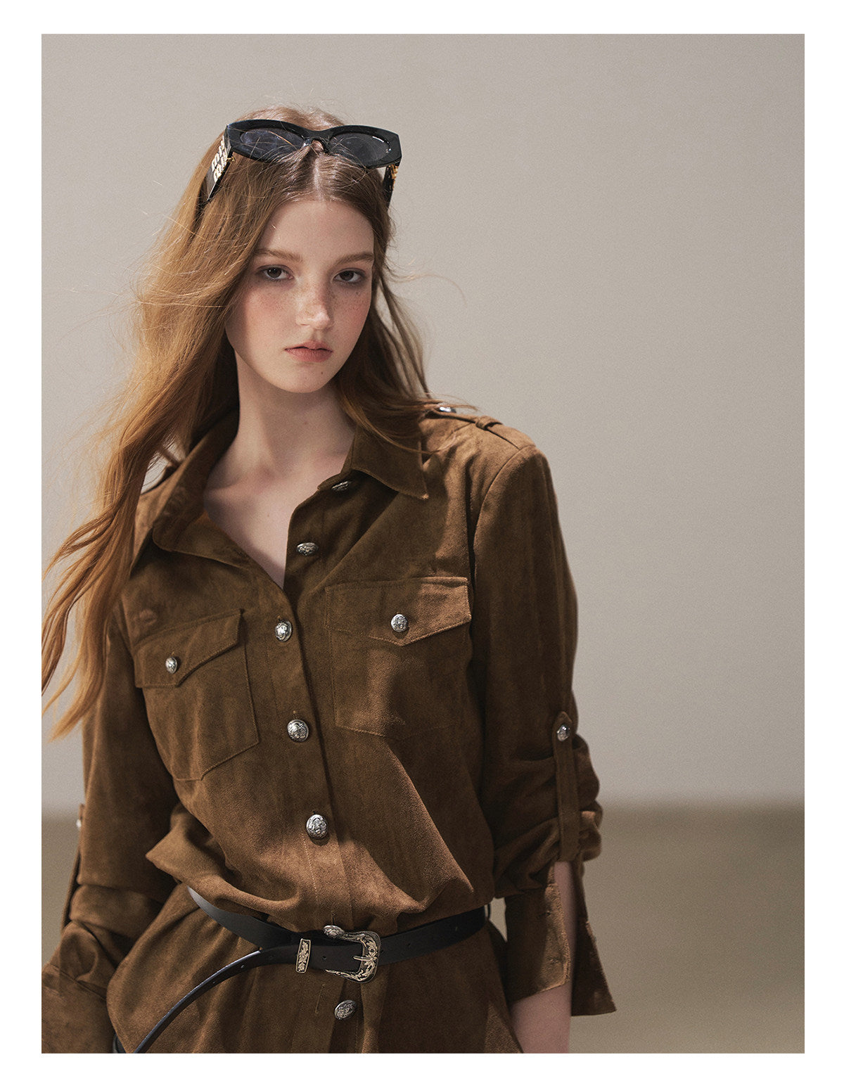 170726 "Scattered Across the Dunes" Rich Cocoa Utility Shirt with Belt