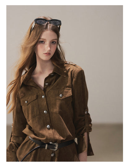 170726 "Scattered Across the Dunes" Rich Cocoa Utility Shirt with Belt