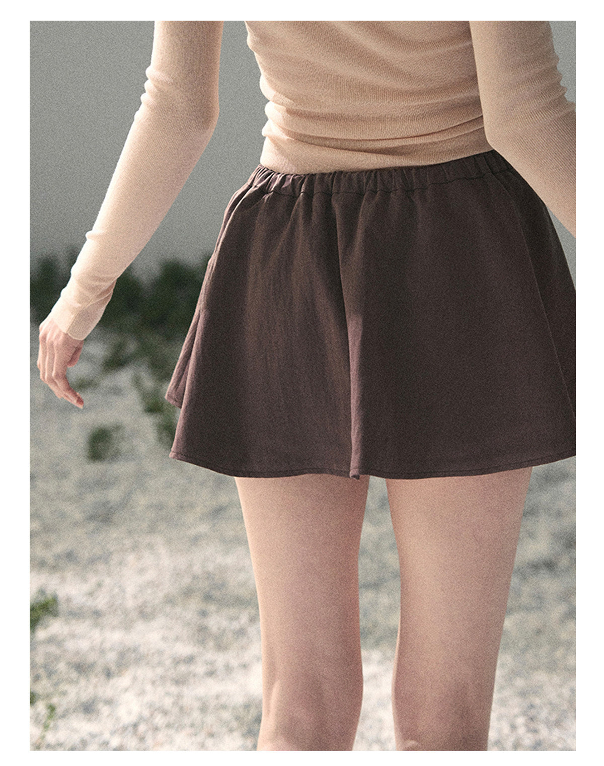 “Corridor Chimes” Chestnut Brown A-Line Puff Mini Skirt
