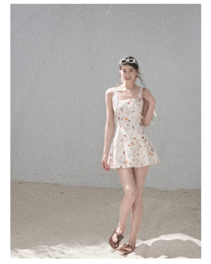 "Chamomile Summer" Dutch Cheese Floral Lace Pinafore Mini Dress 46345
