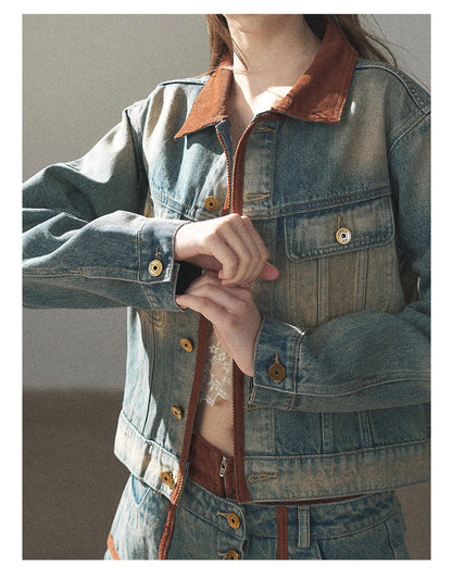 170726 "Closer to the Sun" Vintage Blue Denim Jacket & Skort Set