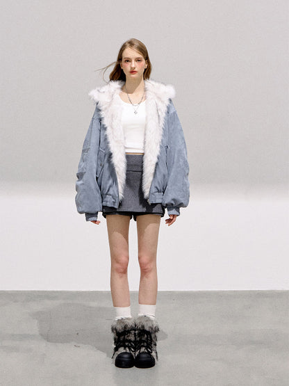 BOHOL BLING - Glacier Blue Reversible Faux Suede Fleece Jacket