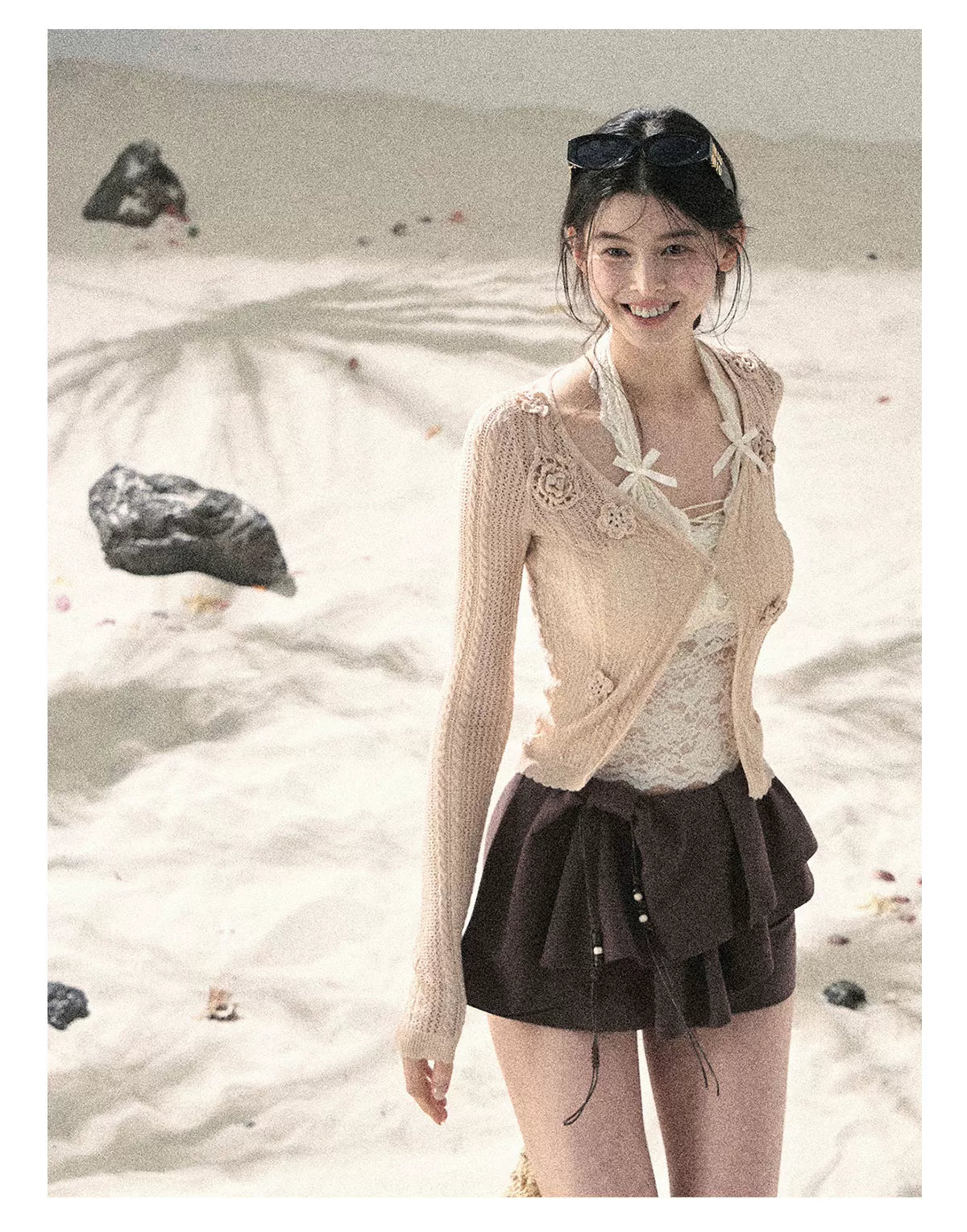 "Layered Petals in Motion" Chestnut Brown Ruffle Skort 5324853