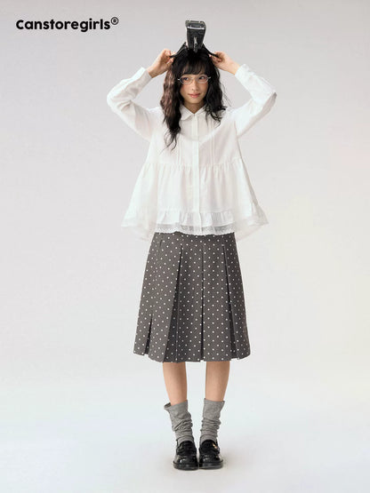 [CAN] "Misty Gardenia" White Lace Ruffle Doll Collar Blouse