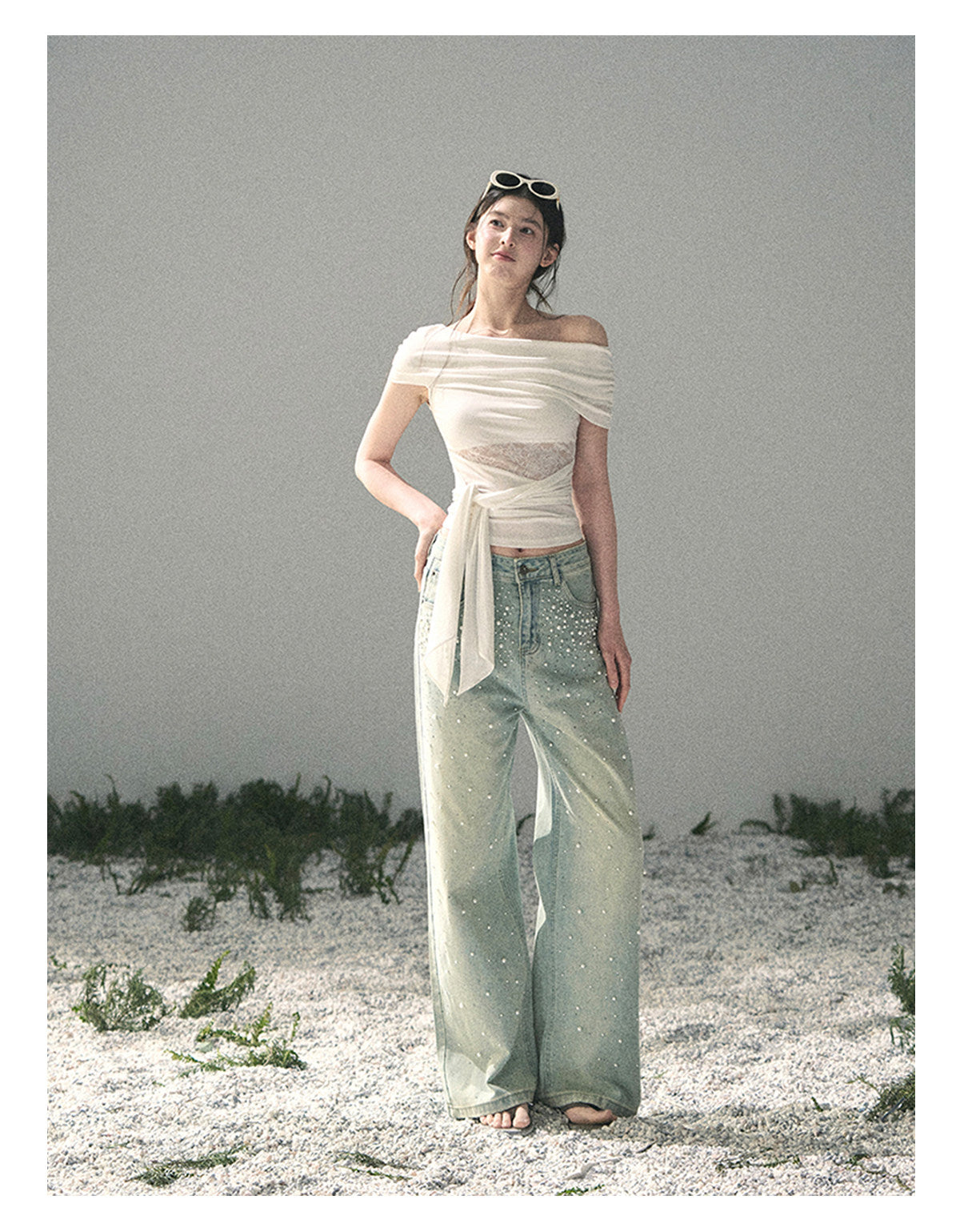 “Cicada Summer” Pure White Lace Cutout Top