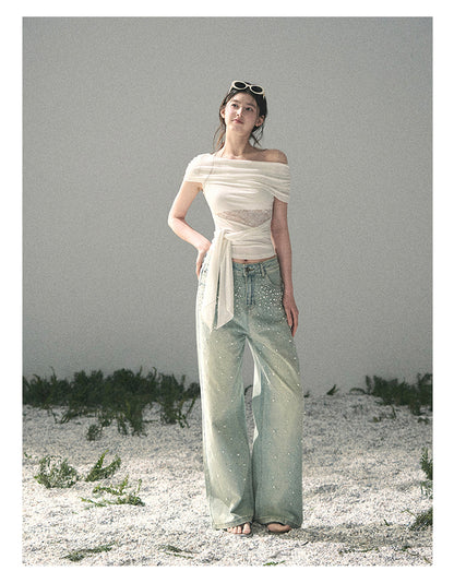 “Cicada Summer” Pure White Lace Cutout Top