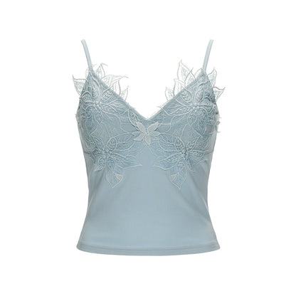 Lace Trim Padded Slim-Fit Cami Top