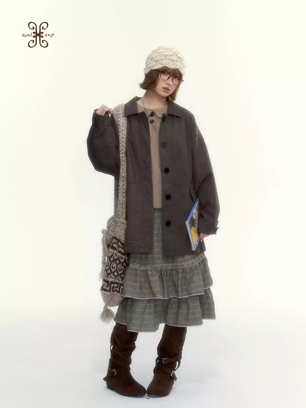 Dark Coffee Brown Washed Cotton Utility Jacket
