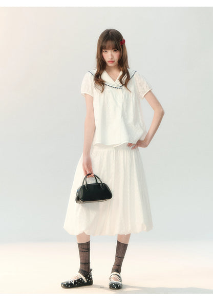 "Sea Breeze Chronicle" White Sailor Collar Skirt Set LL2026185