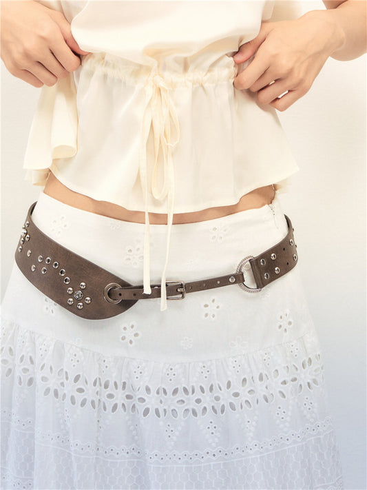 1P - “Crazy Over You” Studded Leather Wide Belt