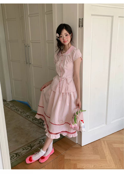 “Pink Plaid Daydream” Pink Plaid Skirt Set