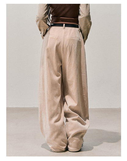 少也眼 “Sunset & Glance” Relaxed Vintage Wide-Leg Trousers with Belt - Light Coffee 1118-2