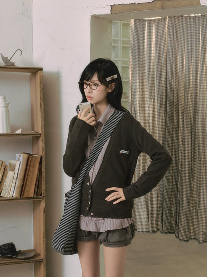"Sage Whisper" Autumn Layered Collection (Knit Cardigan / Ruffle Shirt / Bubble Shorts)