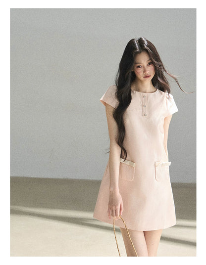"Blush Haze" Cinnamon Pink Lace Babydoll Mini Dress