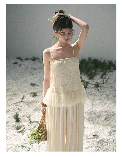 "Fallen Into Your Gaze" Dutch Cheese Lace Top & Jogger Pants Two-Piece Set