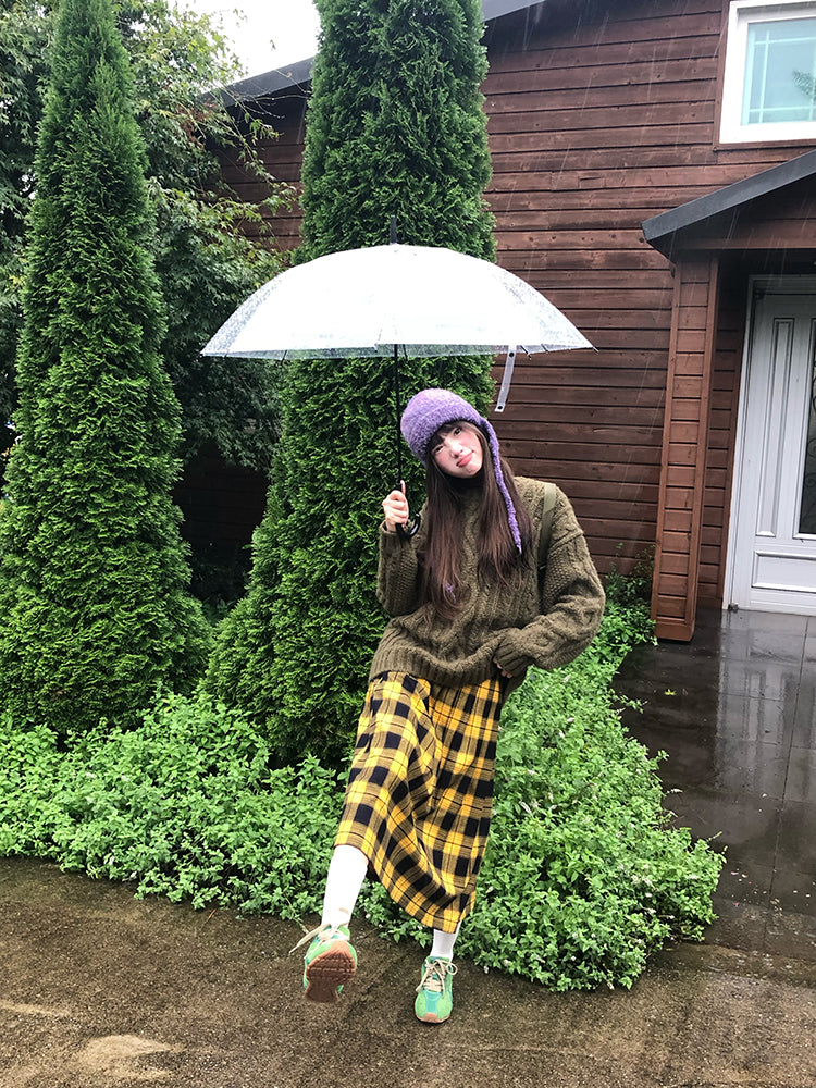 Zzouu - Retro Plaid Skirt