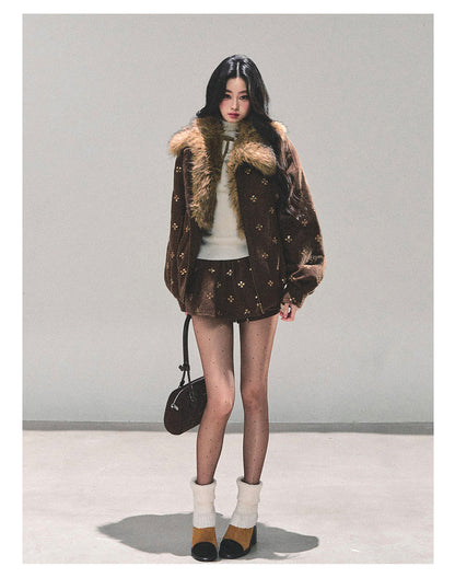 少也眼 “Whispers of Snowfall” Wool-Blend Quilted Two-Piece Set 453454