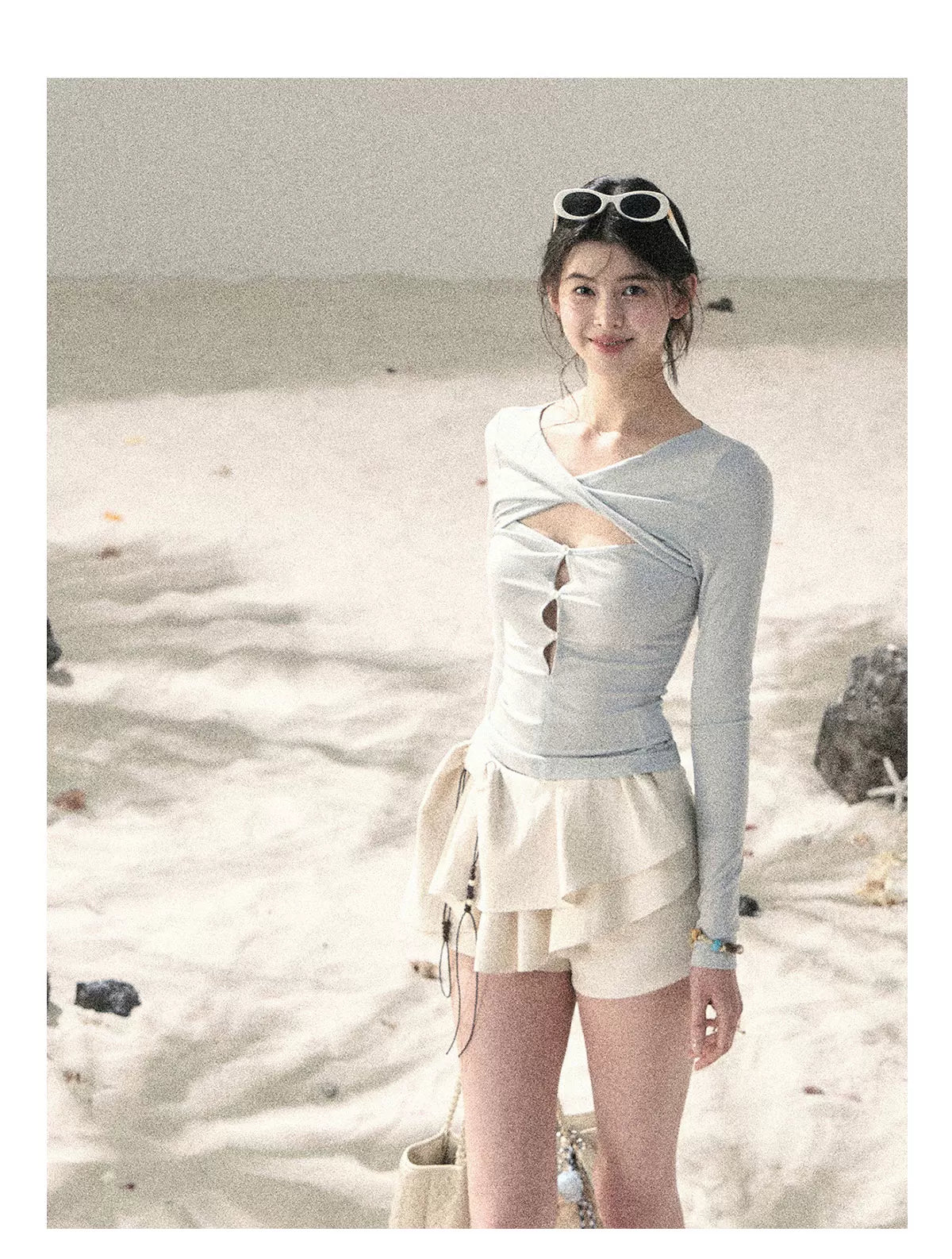 "Layered Petals in Motion" Dutch Cream Ruffle Skort 5324853