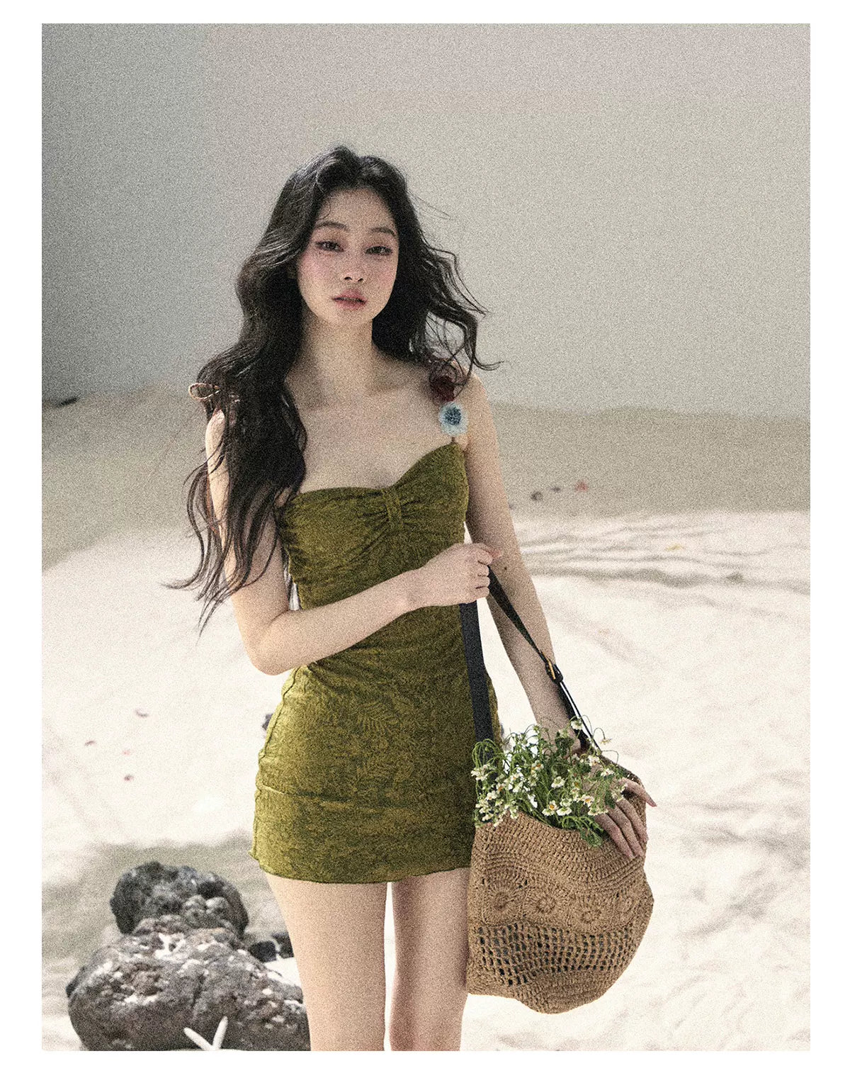 "Entwined Vines" Olive Mist Bodycon Dress & Cardigan Set 543648532