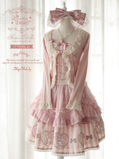 “Pink Dollcore” Pink My Melody Layered Lolita Girl Set
