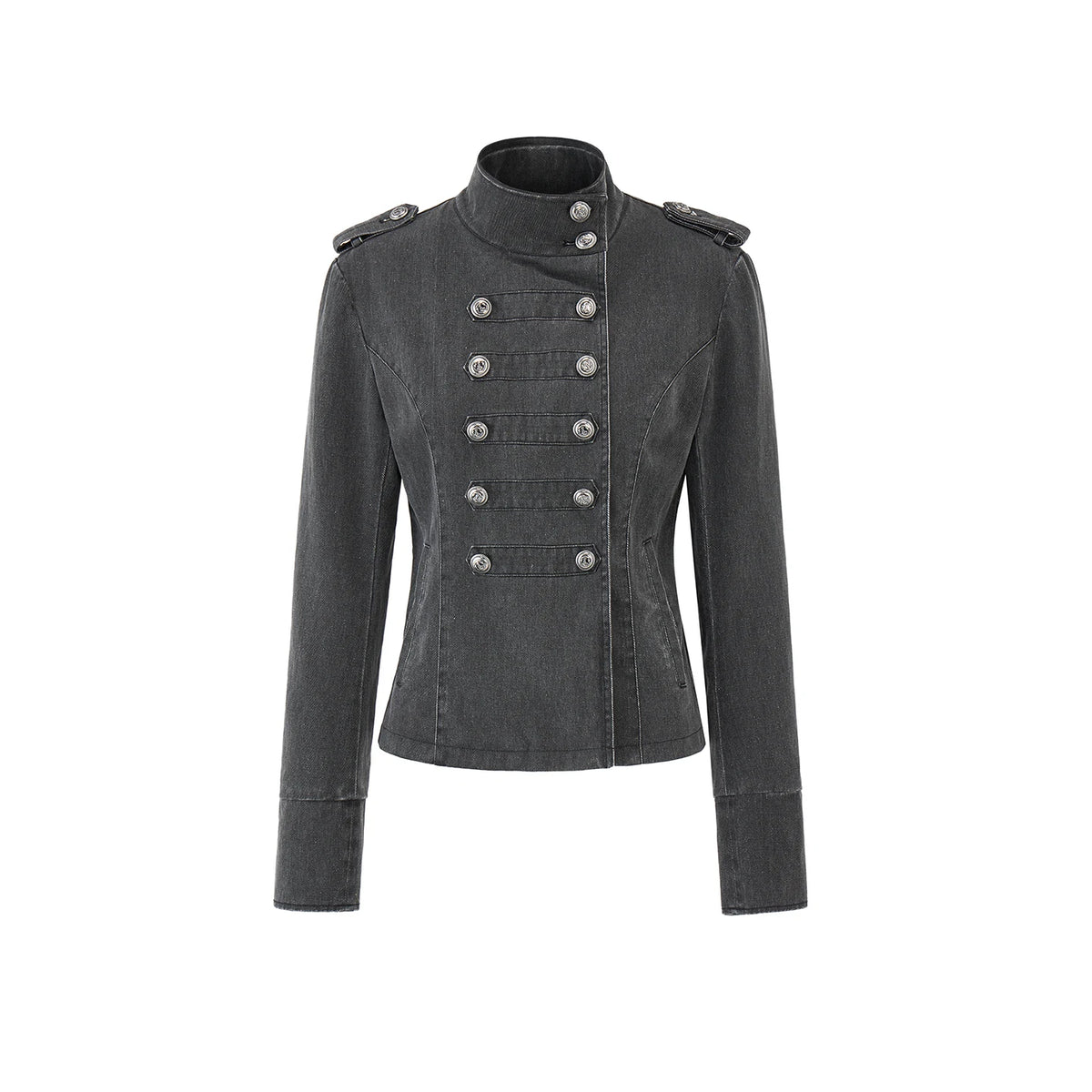 EZEK | Vintage Wash Napoleon Denim Jacket (Brown / Black)