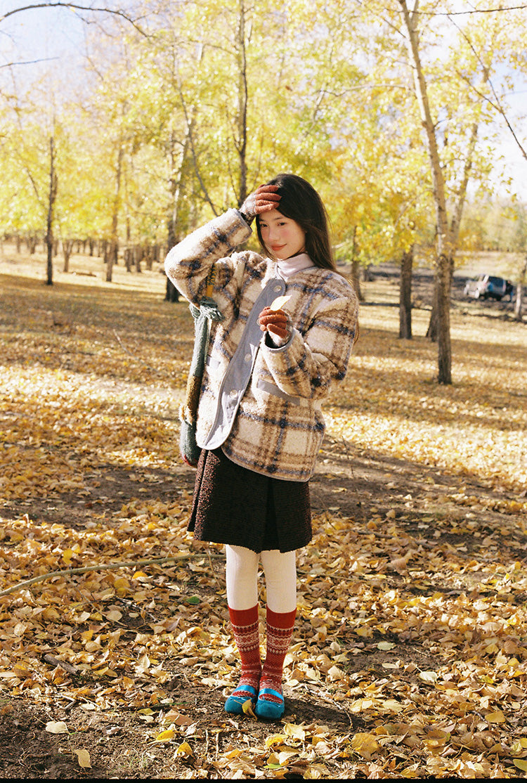 Zzouu - Blue Coffee Imitation Fur Jacket
