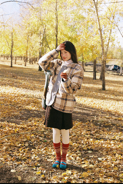 Zzouu - Blue Coffee Imitation Fur Jacket