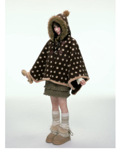 BIBIBENCY - Brown Faux-Wool Coat with Plush Polyester Lining