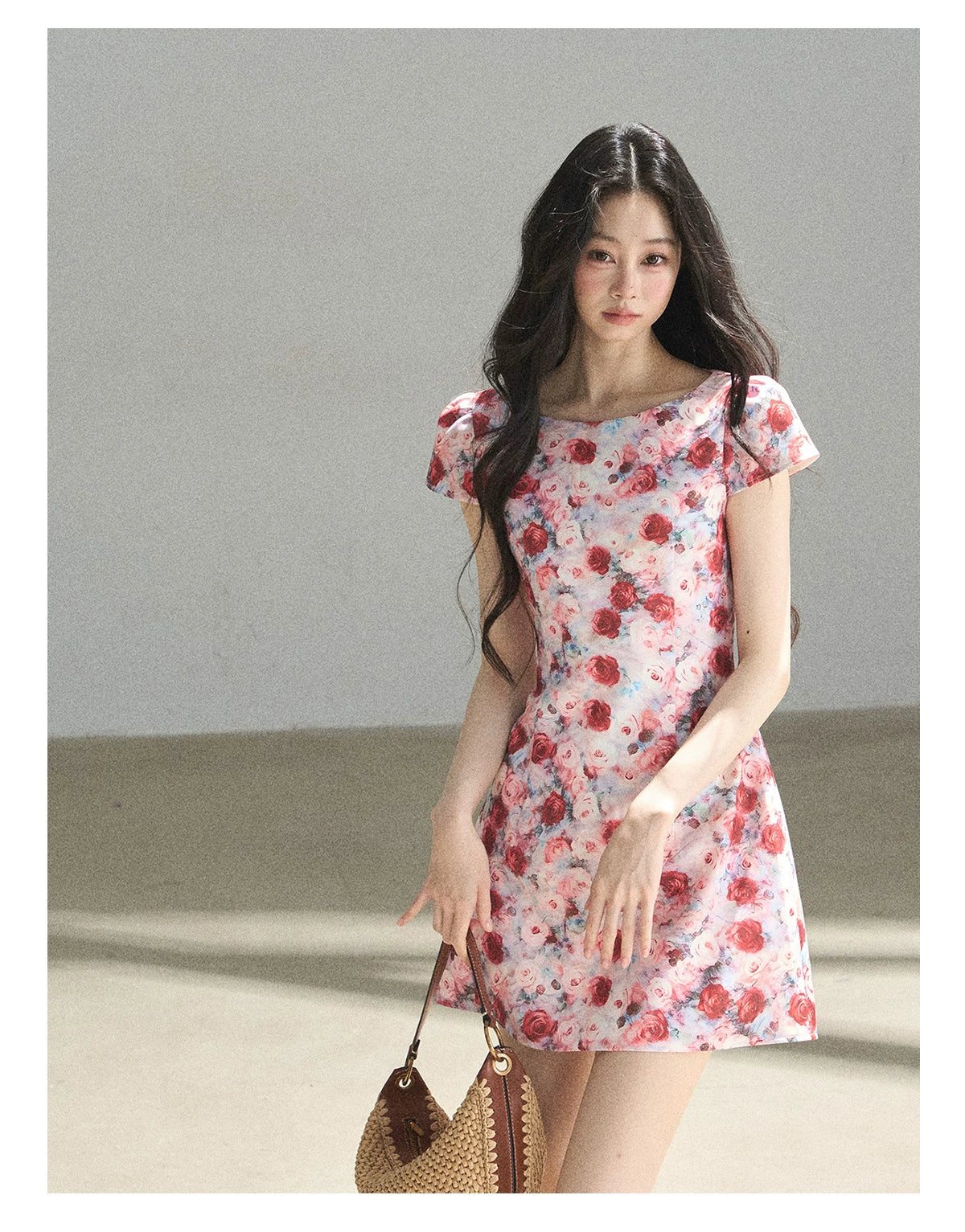 "Half a Rose" Dried Rose Fit & Flare Mini Dress