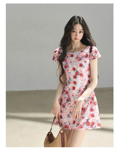 "Half a Rose" Dried Rose Fit & Flare Mini Dress