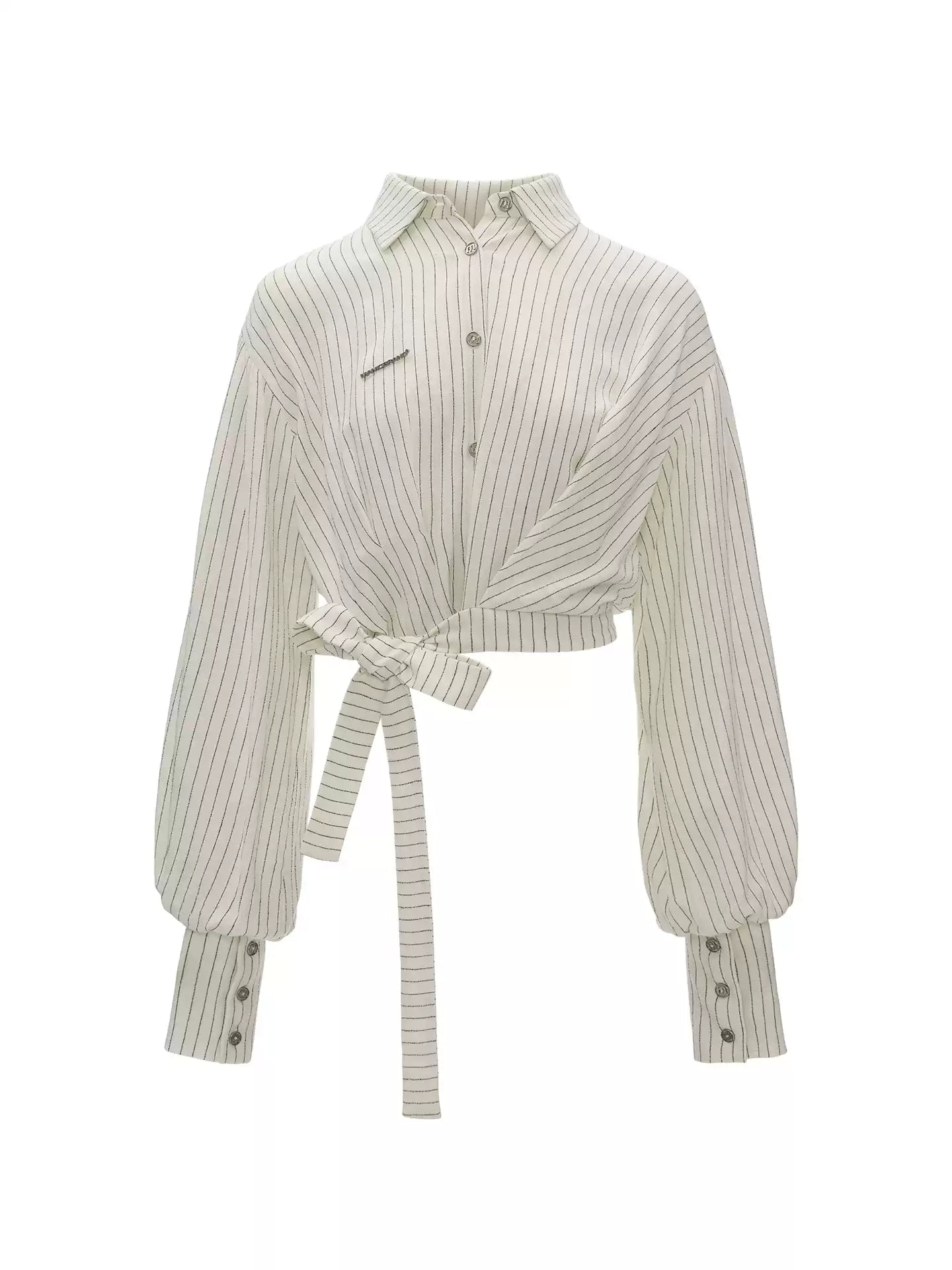 MAMC - White French Striped Wrap Waist Shirt