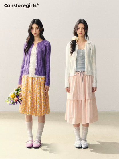 "Milky Bear Mood" Detachable Collar Knit Cardigan LL2026009