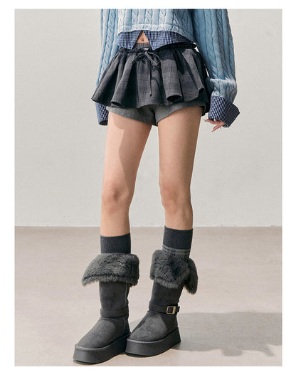 少也眼 “Annie's Waltz” Vintage Preppy A-Line Mini Skirt - Gray 1645635