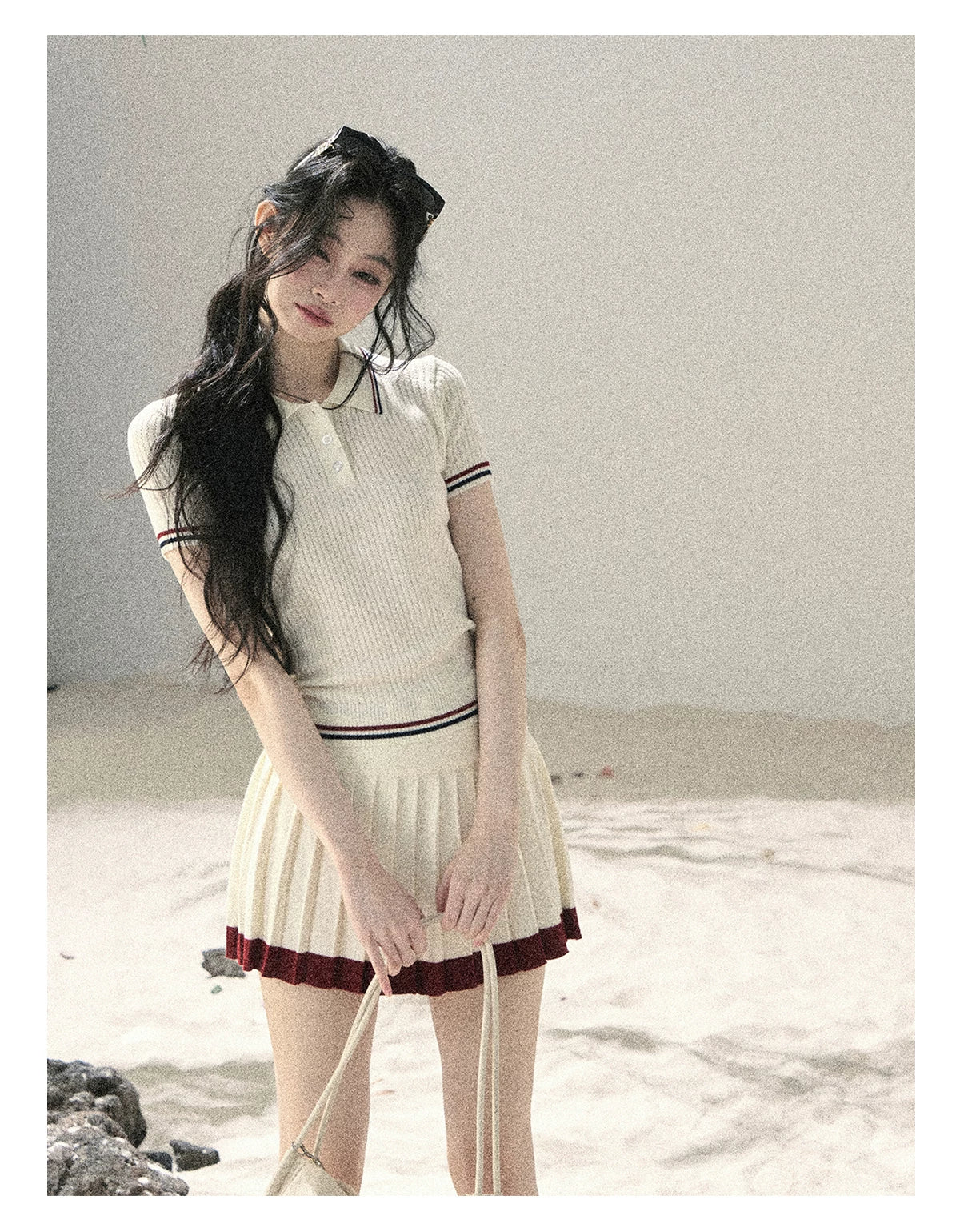 "The Softest Touch" Dutch Cream Collegiate Knit Top & Mini Skirt Set
