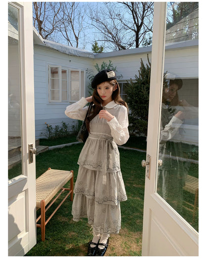 “Woodland Waltz Reverie” Grey Layered Cake Dress