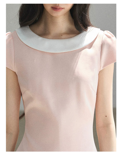 "First Bloom" Pink Mist Satin Puff Mini Dress