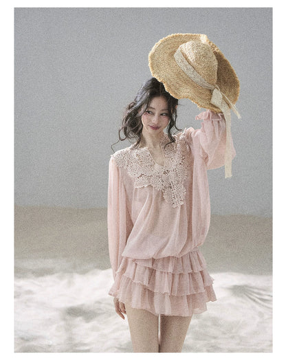 "Flowers on the Breeze" Blush Pink Top & Mini Skirt Two-Piece Set