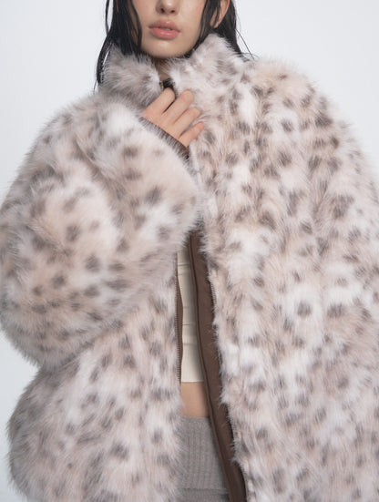 Muirgen - Brown Y2K Reversible Faux Fur Suede Aviator Jacket