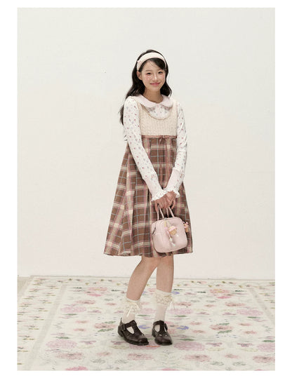 [RF] Waffle Texture Peter Pan Collar Floral Cardigan in Soft Pink