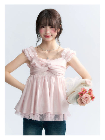 "Summer Sweetheart" Cherry Blossom Pink Bow Cami Top