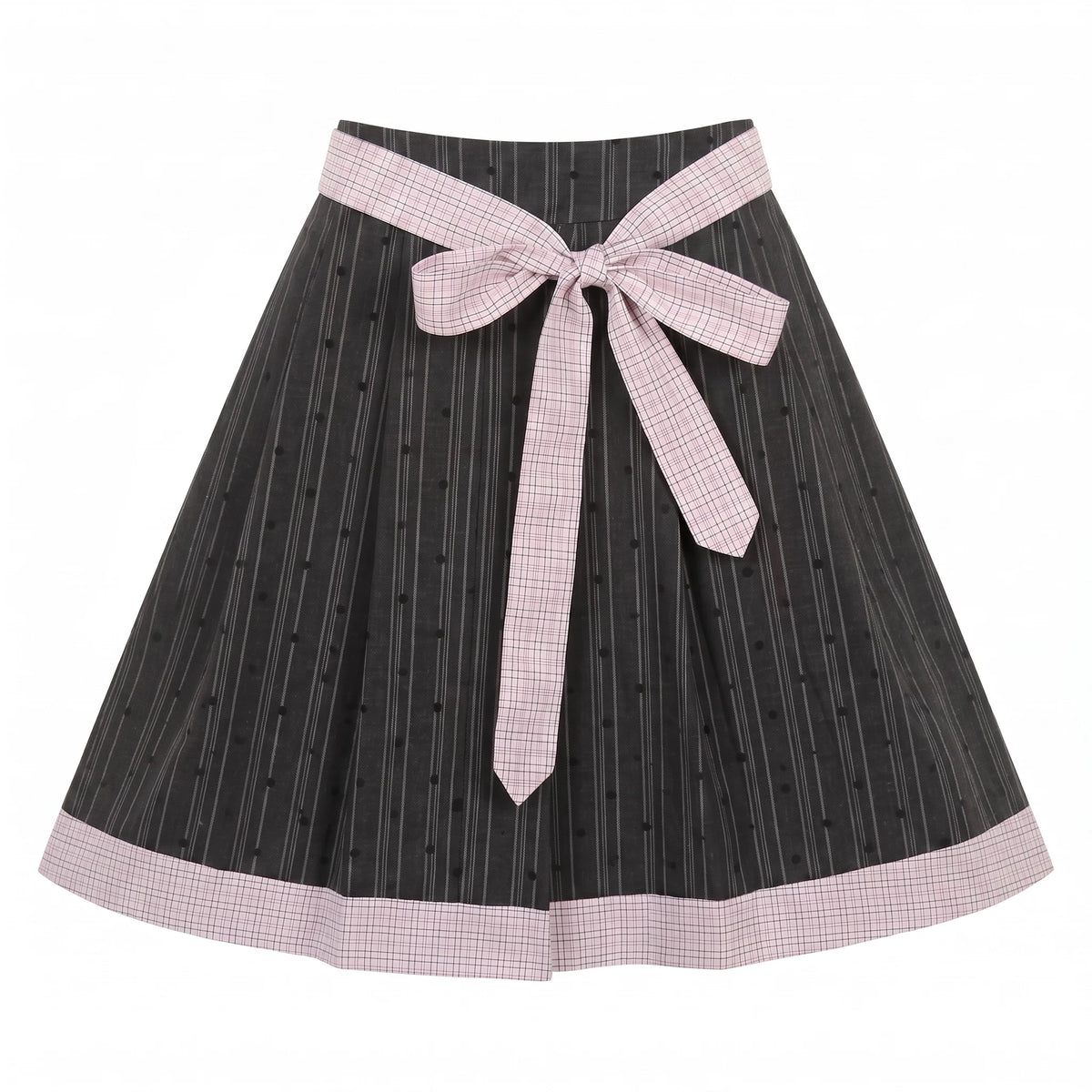 [[RF] “Ink Plaid Prelude” Gray-Purple Plaid Striped Pleated Skirt Two-Piece Set