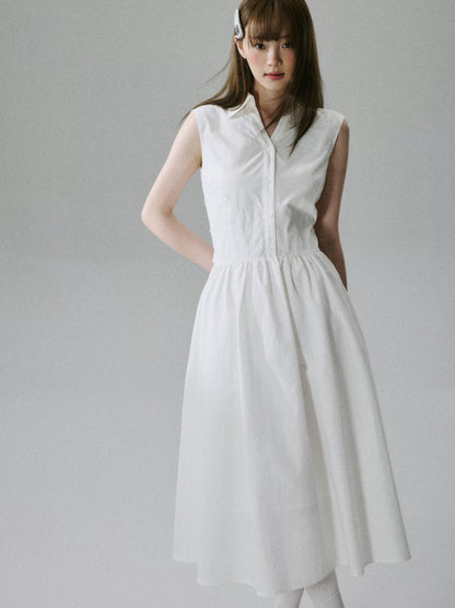 LOST FOREST - White Lyocell-Cotton Tie-Strap Pocket Maxi Dress