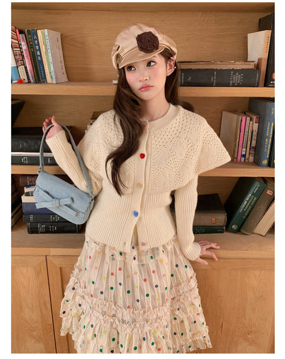 “Marshmallow Cloud Reverie” Cream Cape Knit Cardigan