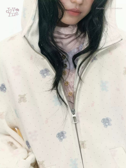 JOVYLLE - Cream Printed Fleece-Lined Sweatshirt, Pants & Skirt Set