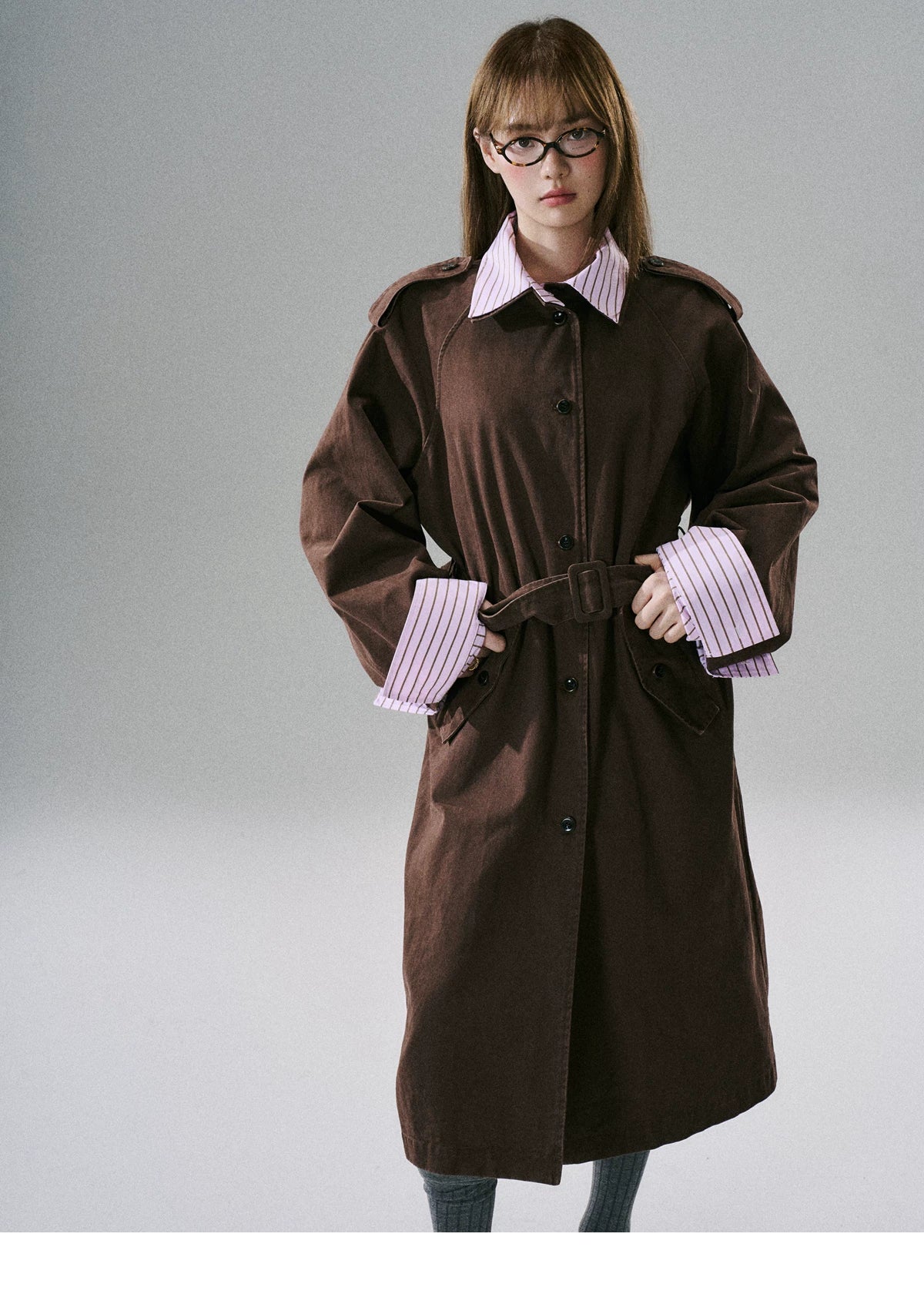 LOST FOREST - Red Brown Washed Cotton Detachable Trench Coat